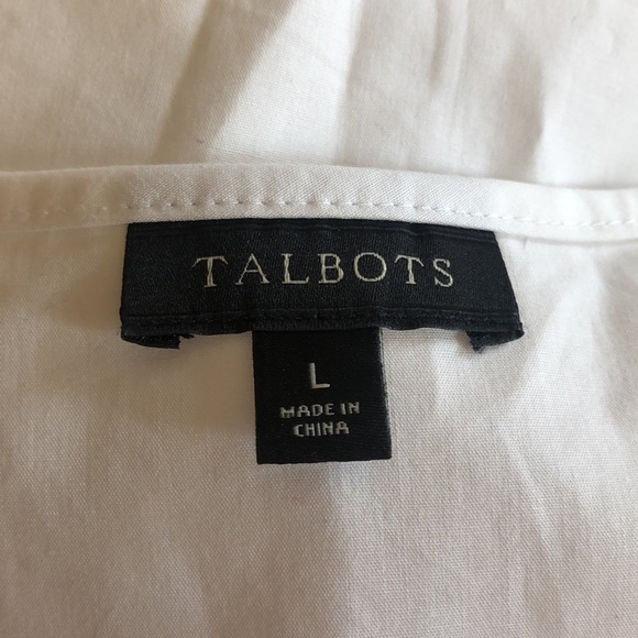 Talbots White poplin shell top with embroidery L - Picture 6 of 6